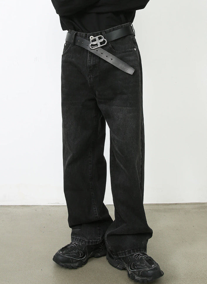 Loose Straight Jeans Men's Wide Leg Pants Trousers