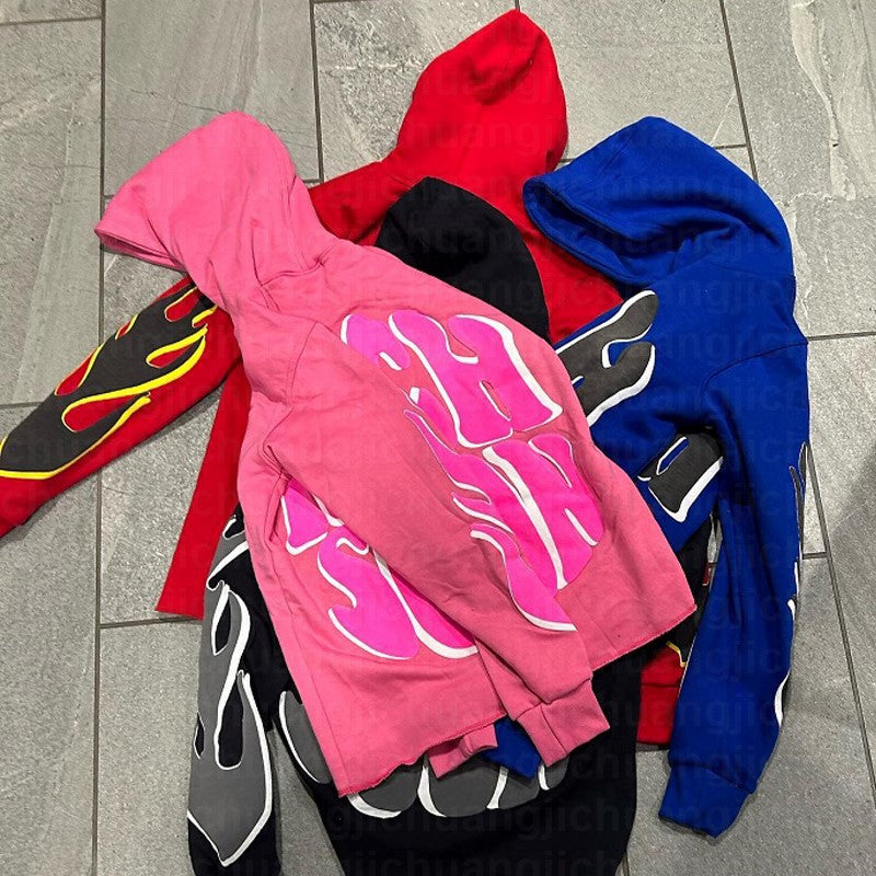 Winter Letters Puff Print Loose Hip Hop Streetwear Men's  Hoodie