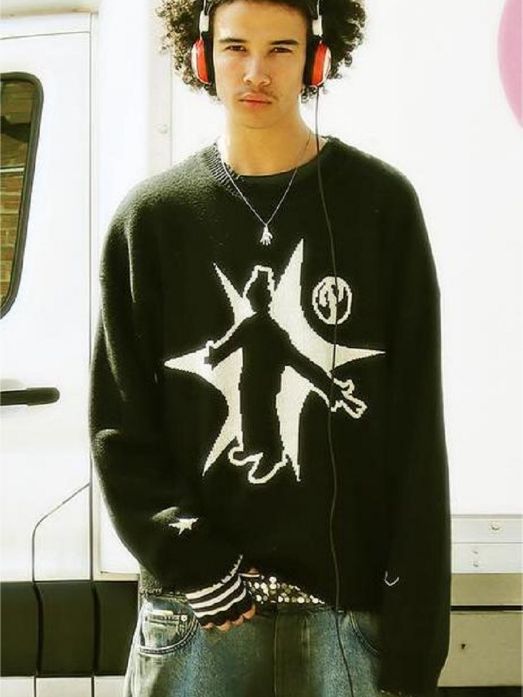 Hip-Hop Street Gothic  Knitted Sweater