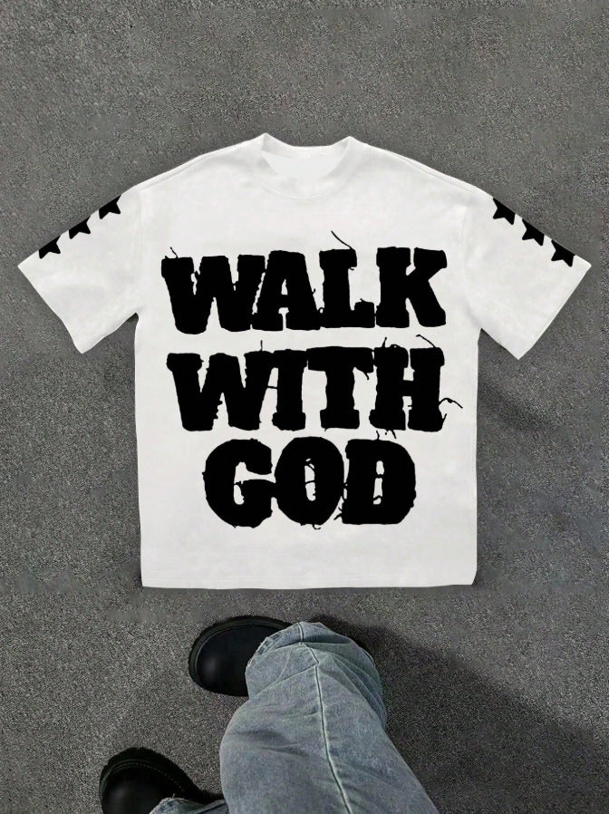 Personality Street Hip Hop Style Letter Pattern T-shirt Retro